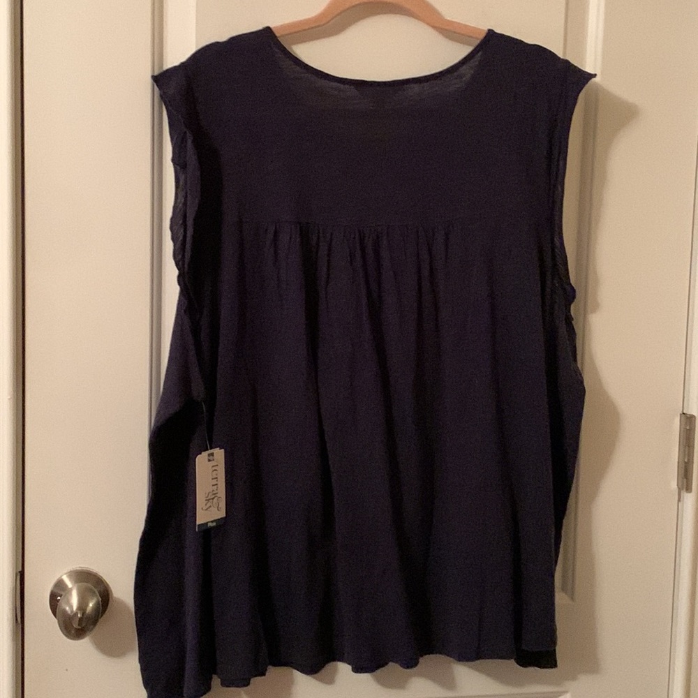 NWT terra & Sky navy sleeveless crochet bib & details size 4x (28W-30W) - Picture 4 of 11